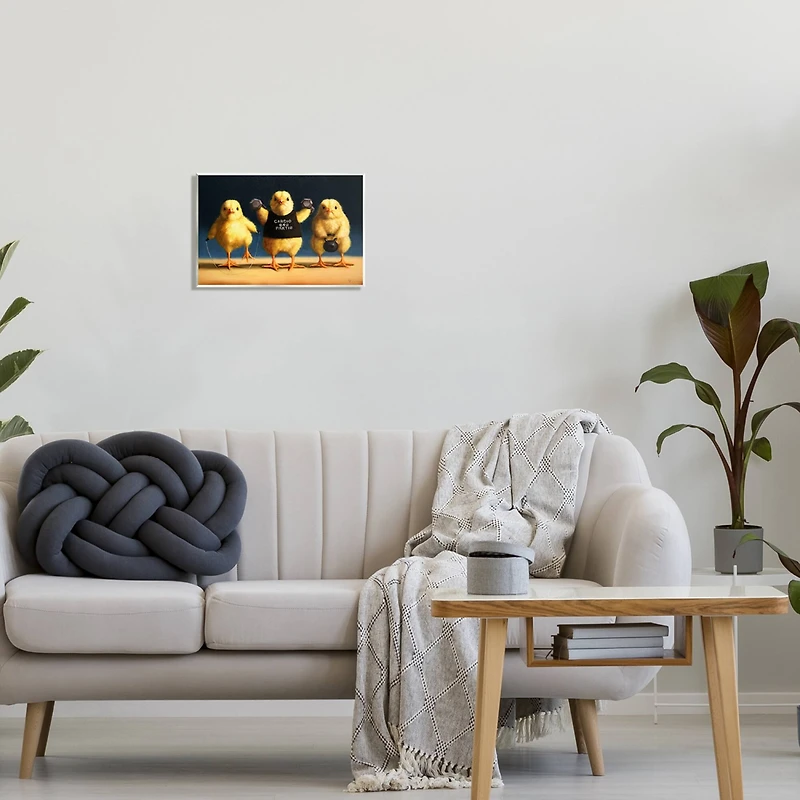 Stupell Industries Funny Exercise Workout Chicks Animals Wall Plaque Art