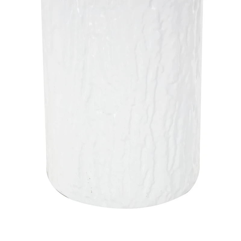 Brown & White Textured Metal & Wood Vase Set