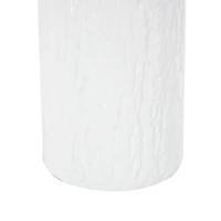 Brown & White Textured Metal & Wood Vase Set