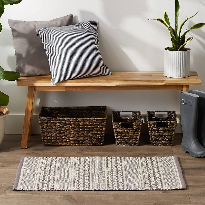 DII® Gray Dobby Stripe Hand-Loomed Rug, 2ft. x 3ft.