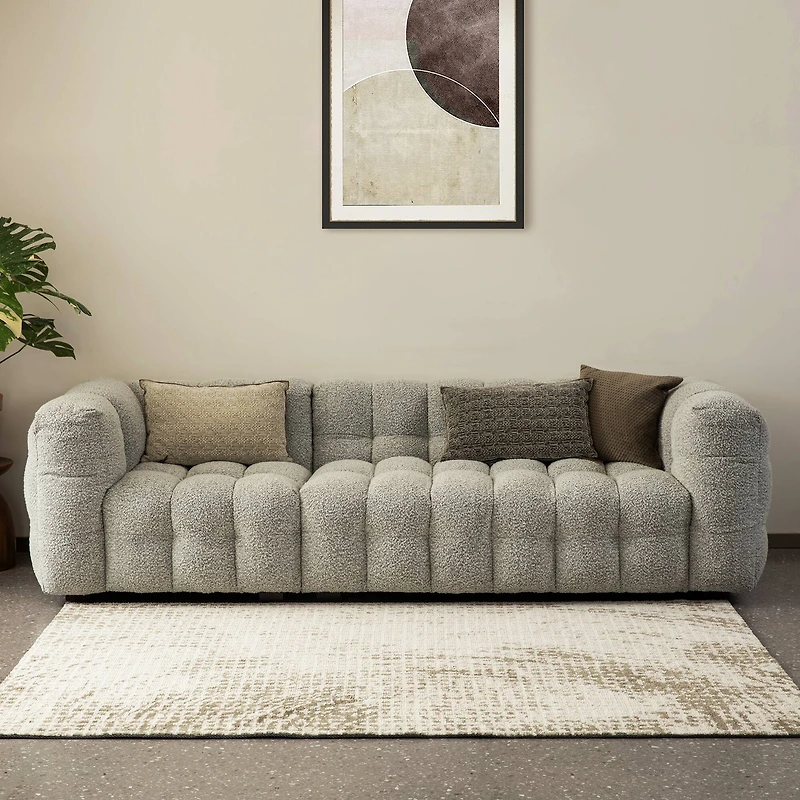 Glitzhome® 5ft. x 8ft. Ivory & Tan Abstract Area Rug