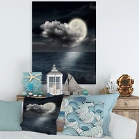 Designart - Full Moon In Cloudy Night Sky VI