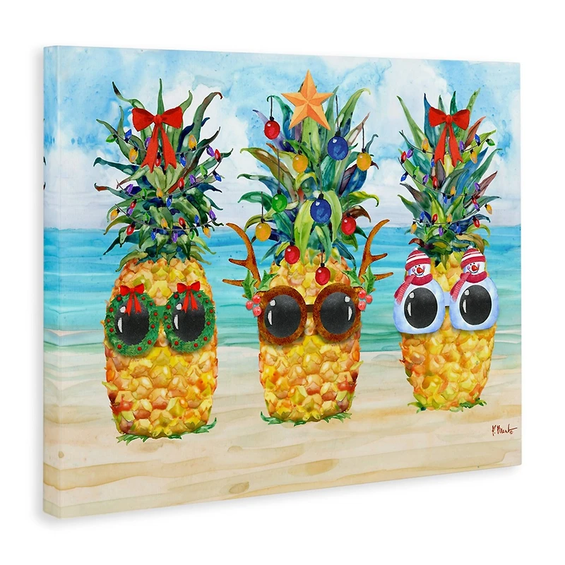 Stupell Industries Christmas Cool Pineapples Canvas Wall Art
