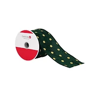 2.5" x 20ft. Green & Gold Dots Wired Ribbon by Celebrate It®