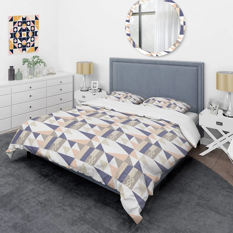 Designart 'Retro Geometric Design X' Mid-Century Duvet Cover Set