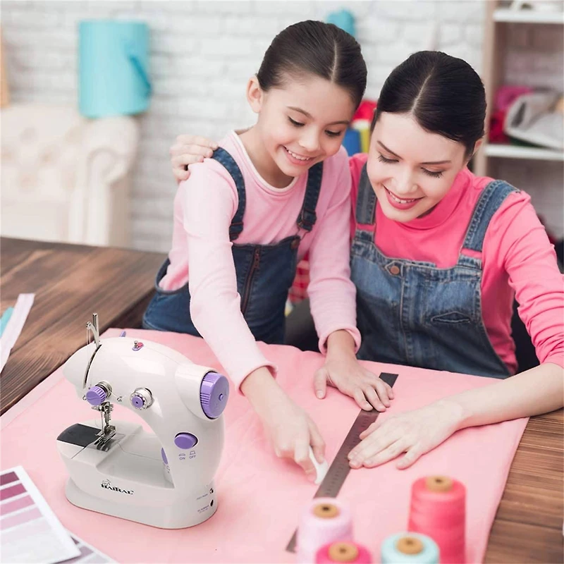 Haitral™ Lavender Flex-Speed Double-Thread Cordless Easy Sewing Machine with Pedal