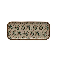 Hello Honey® 12" Strawberry Floral Pattern Enameled Acacia Wood Tray