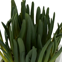 8" Green Foliage Artificial Plant with White Ceramic Pot