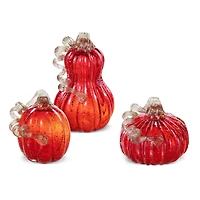 Glitzhome®  Red Glass Pumpkin & Gourd Set