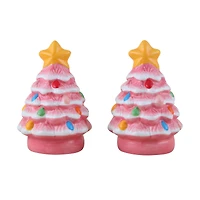 3.75" Pink Nostalgic Ceramic Tree Salt & Pepper Shaker Set
