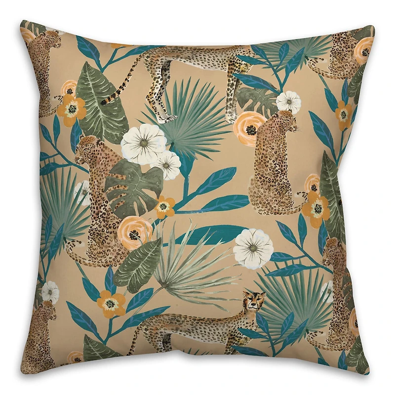 Tropical Cheetah Square Throw Pillow