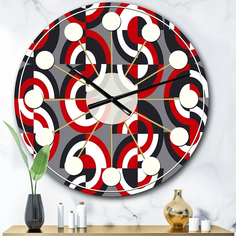 Designart 'Retro Circular Pattern Geometrical Mid-Century Modern Wall Clock