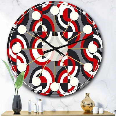 Designart 'Retro Circular Pattern Geometrical Mid-Century Modern Wall Clock