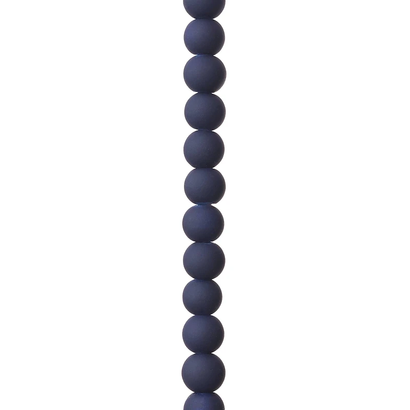 Blue Rubber Coated Glass Round Beads, 8mm by Bead Landing™