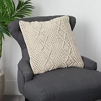 16" Bohemian Woven Macramé Pillow Cover