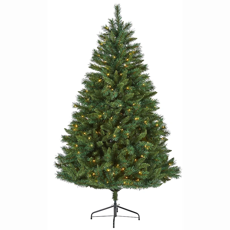 6ft. Pre-Lit Rocky Mountain Mixed Pine Artificial Christmas Tree, 300 LED Lights