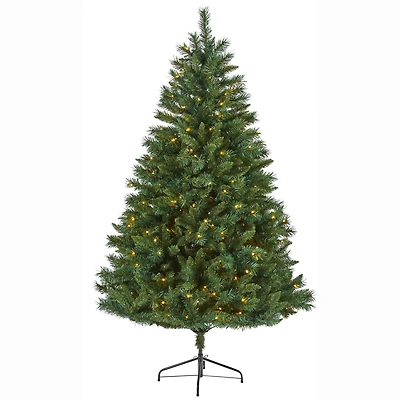 6ft. Pre-Lit Rocky Mountain Mixed Pine Artificial Christmas Tree, 300 LED Lights
