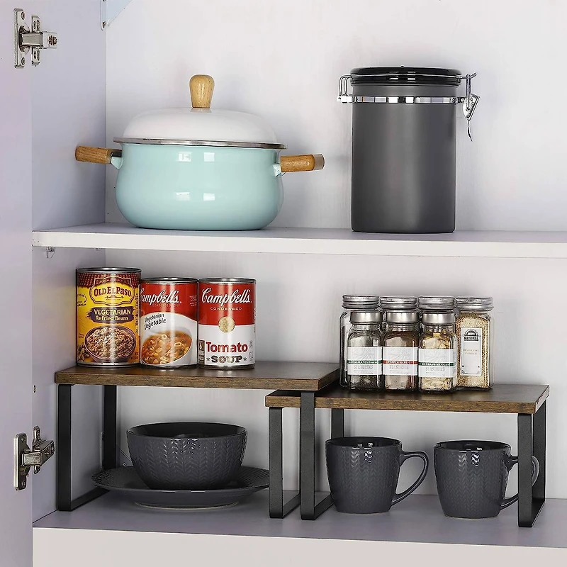 NEX™ 12" Rustic Brown & Black 3-Tier Kitchen Cabinet Organizer Set