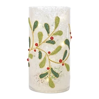 7.75" Beaded Glass Mistletoe Candle Holders, 2ct.
