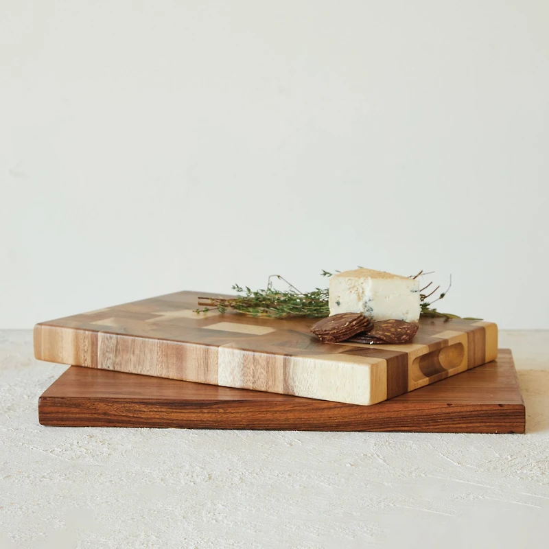 Hello Honey® 14" Natural Suar Wood End Grain Rectangle Cheese & Cutting Board