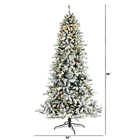 8ft. Pre-Lit Flocked Livingston Fir Artificial Christmas Tree with Pinecones, Clear LED Lights