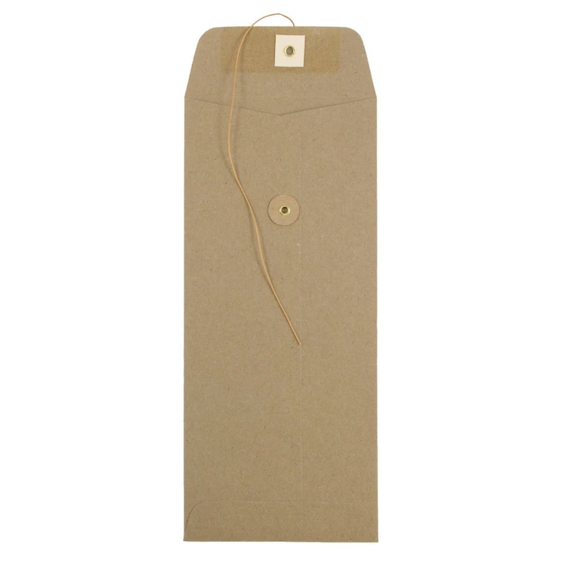 JAM Paper 9.5" x 4.125" Kraft Brown Business Envelopes with Button & String Closure, 25ct.
