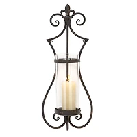 Black Iron Traditional Candle Wall Sconce, 25" x 10" x 6"