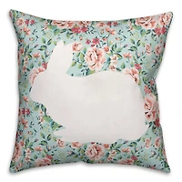 White Rabbit with Roses Throw Pillow