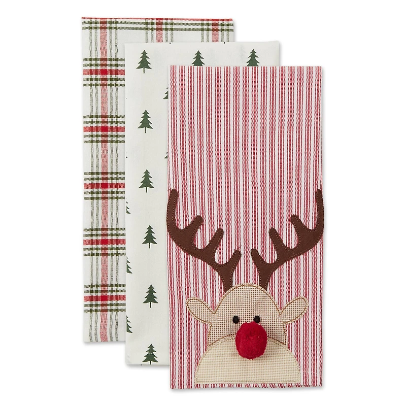 Assorted Reindeer Dishtowel (Set of 3)