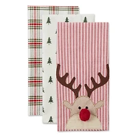 Assorted Reindeer Dishtowel (Set of 3)