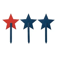 Glitzhome® Wood Patriotic Star Yard Stakes, 3ct.