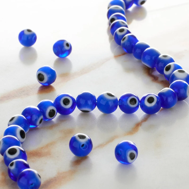 Blue Glass Round Beads by Bead Landing