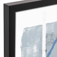 Abstract Blue Shapes Canvas Wall Art in Black Frame