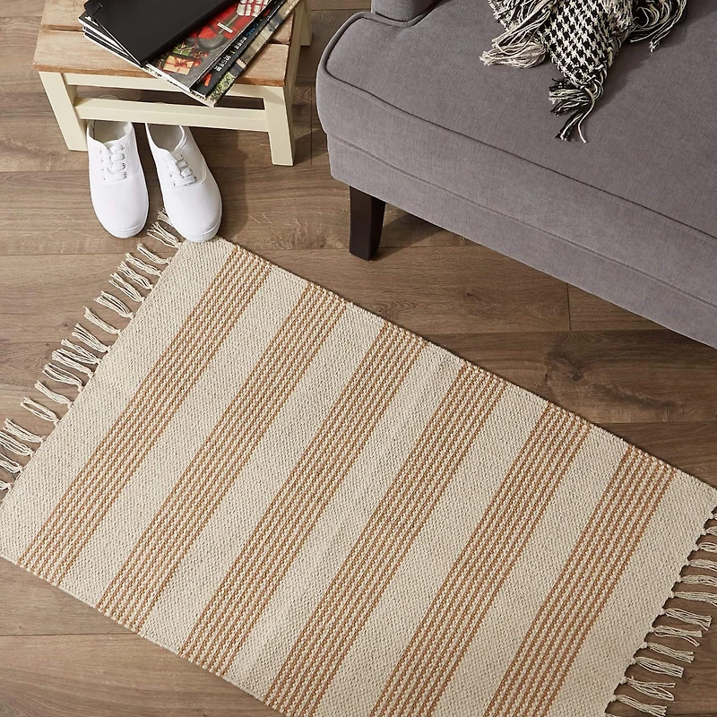 DII® Stone Ticking Stripe Hand-Loomed Rug, 2ft. x 3ft.