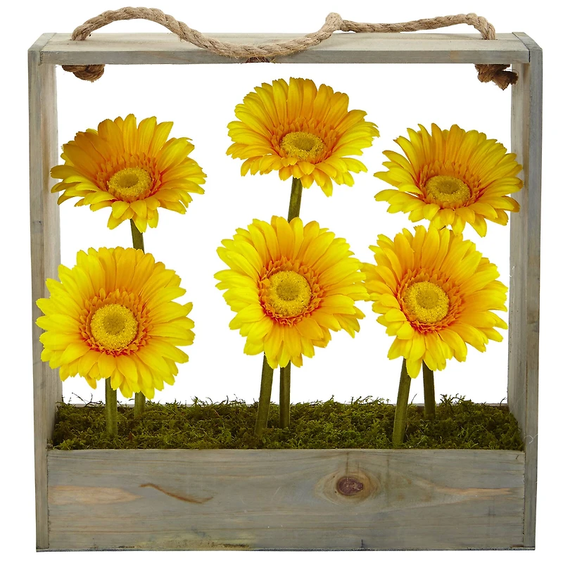 Gerbera Daisy Silk Garden in Wall Hanging Frame