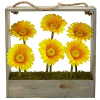 Gerbera Daisy Silk Garden in Wall Hanging Frame