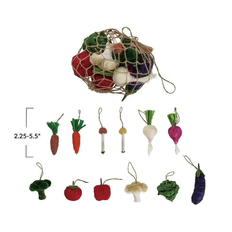 Hello Honey® 13 Pack Vegetable Ornaments