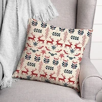 Scandinavian Reindeer Pattern 18" x 18" Spun Poly Pillow