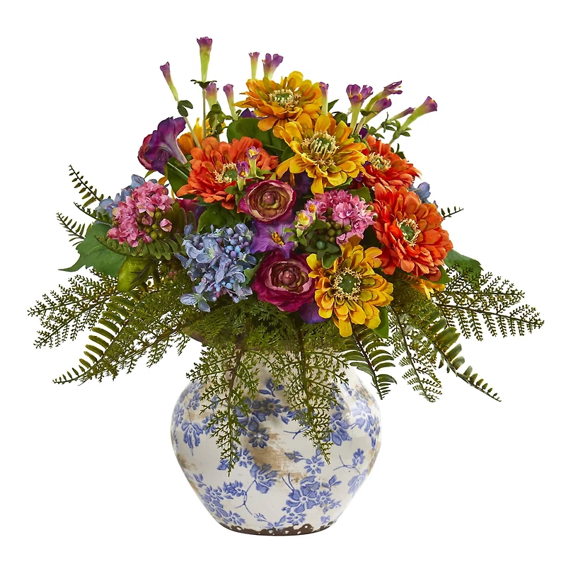 15" Mixed Floral Arrangement in Floral Vase