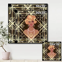Designart - Retro Women In Golden Art Deco Geometrics III