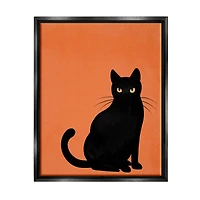 Stupell Industries Bold Black Cat Silhouette Framed Floater Canvas Wall Art