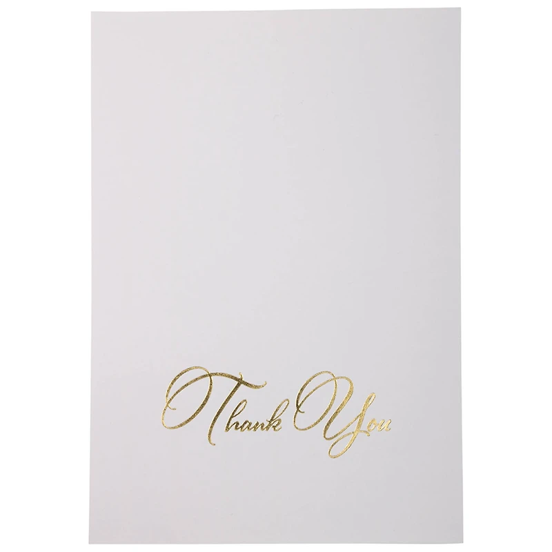 JAM Paper 4.875" x 3.375" Bright White with Gold Script Thank You Cards & Envelopes Set