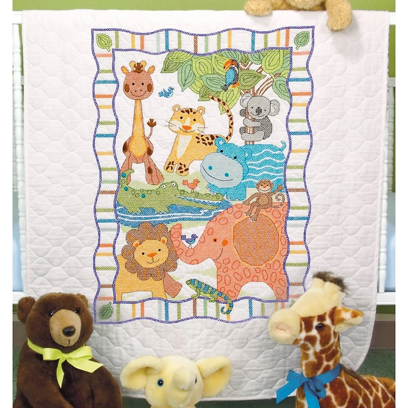 Dimensions® Mod Zoo Baby Hugs Quilt Stamped Cross Stitch Kit