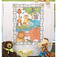 Dimensions® Mod Zoo Baby Hugs Quilt Stamped Cross Stitch Kit