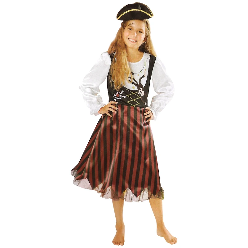 Medium Red & Black Pirate Girl's Costume