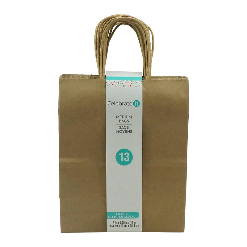 6 Packs: 13ct. (78 total) Medium Kraft Paper Gift Bags by Celebrate It™