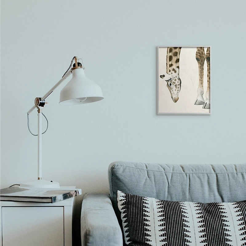 Stupell Industries Giraffe Grazing Safari Animal Wall Art in Gray Frame