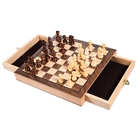 Toy Time Elegant Wooden Inlaid Magnetized Chess Cabinet Set