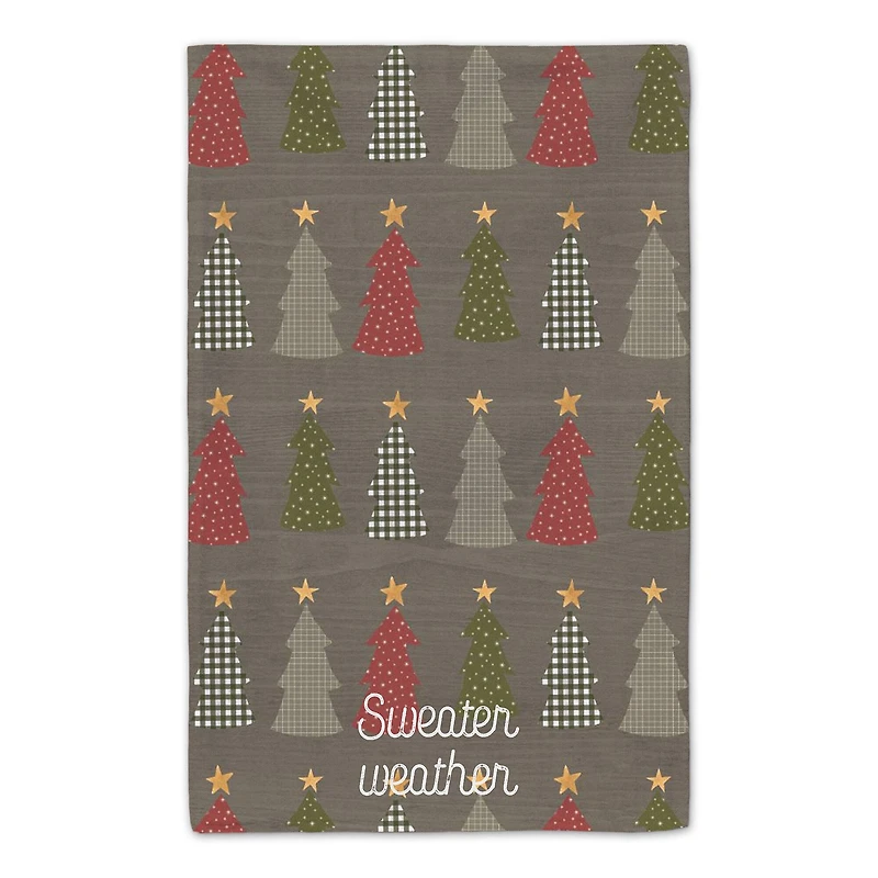 Sweater Weather Gray Tree Pattern Tea Towel Set