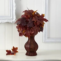 24" Autumn Burgundy Maple Leaf in Decorative Planter